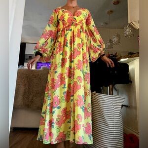 Floral Yellow Maxi Dress